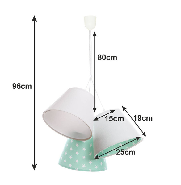 Lampa do pokoju dziecięcego w gwiazdki biało-miętowa stożki 