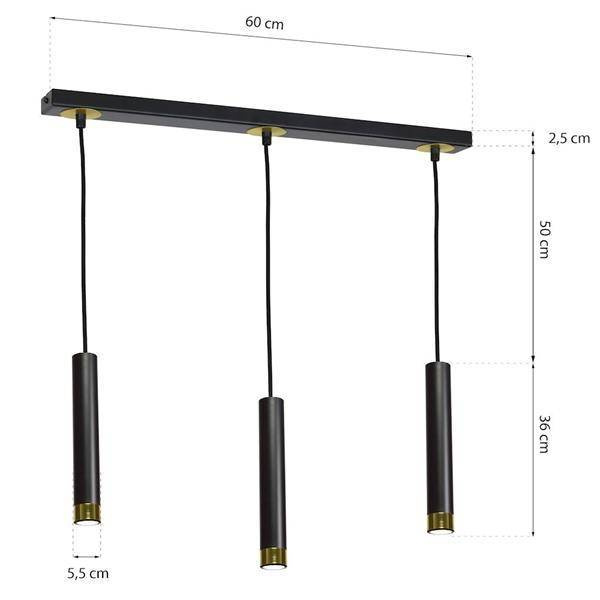 Nowoczesna lampa wisząca DANI BLACK/GOLD 3xGU10 MLP6240