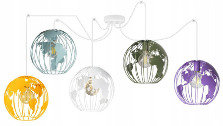 Lampa sufitowa do pokoju dziecięcego kolorowa pająk Globus 5xE27 Led