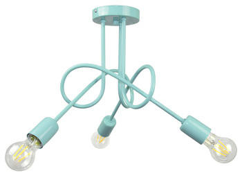 Lampa sufitowa do pokoju chłopca i dziewczynki turkusowa Mondo 3 loft