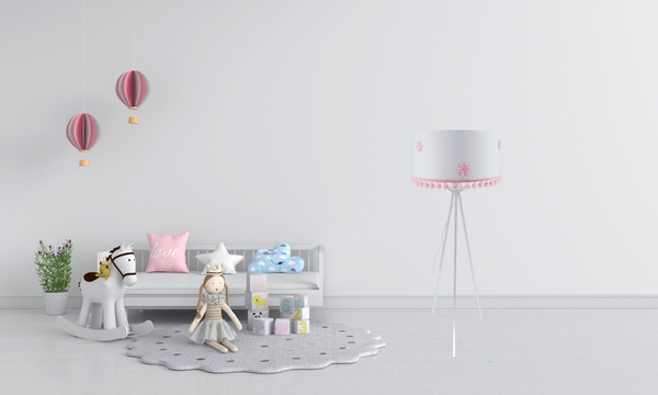 Lampa podłogowa do pokoju dziewczynki biało-różowa Pompony 1