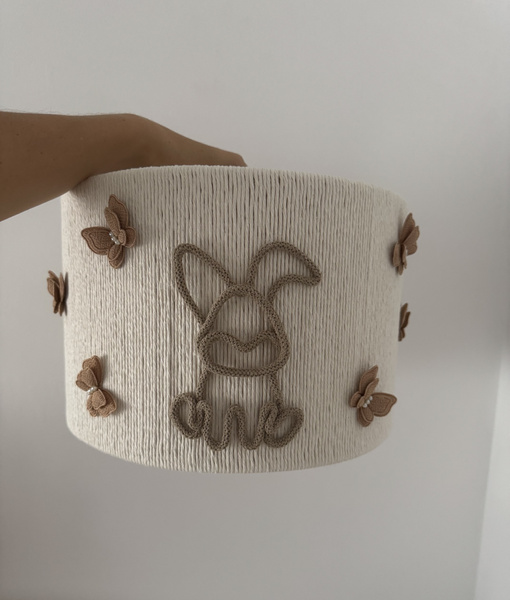 Lampa wisząca do pokoju dziewczynki w stylu boho Króliczek średnica 30 cm Led 