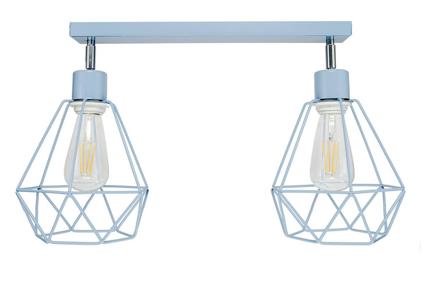 Lampa sufitowa do pokoju dziecka niebieska pastelowa druciak w stylu loft Carmen 2xE27