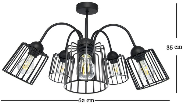 LAMPA SUFITOWA ARCANA 5 CZARNA TUBA