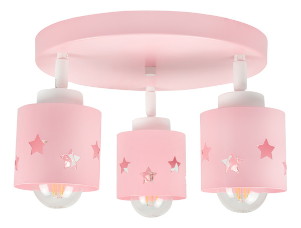 Lampa sufitowa do pokoju dziewczynki różowa w gwiazdki 3xE27