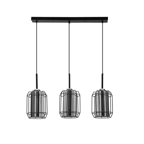 JONERA LAMPA WISZĄCA CZARNY 3X40 E27 KLOSZ DYMIONY