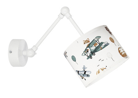 Lampa ścienna do pokoju dziecka z motywem samolotu regulowana 1XE27