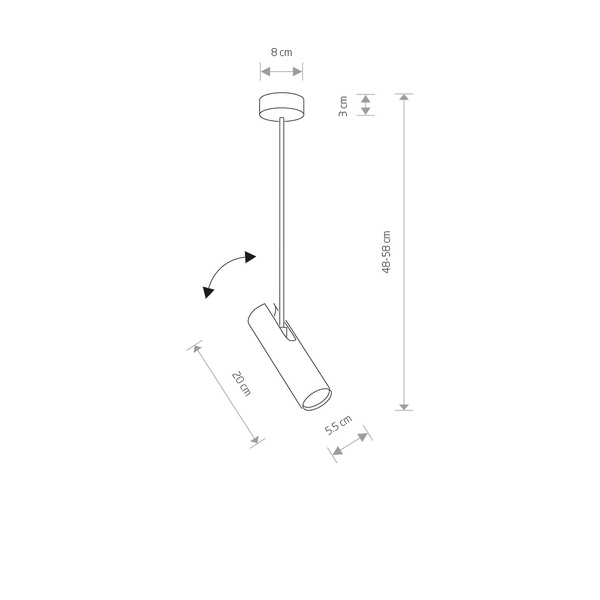 Lampa sufitowa EYE SUPER GRAPHITE A dł. 56cm