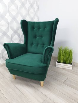 Fotel Uszak zieleń butelkowa, idealny do karmienia dziecka