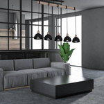 Lampa wisząca ERIK, MLP7641, przecierany czarny/drewno patynowane, 5x60W E27