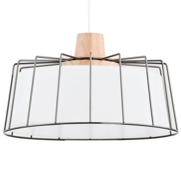 Nowoczesna lampa LIBIJA biała/drewno śr. 33cm