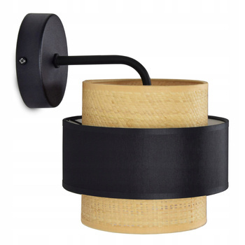 Kinkiet w stylu boho rattanowy czarny