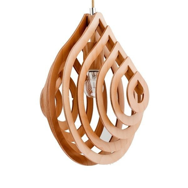 Lampa wisząca zwis KARNAK drewno śr. 35cm