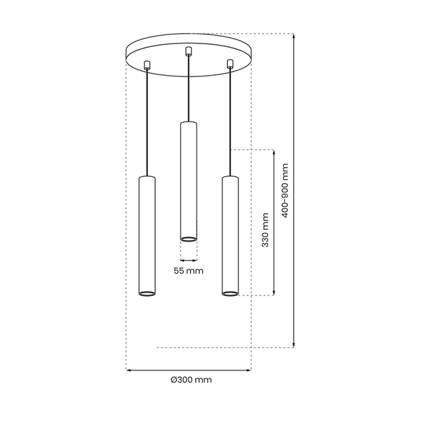 Lampa wisząca HUDSON, MLP8793, czarna, 3x8W GU10