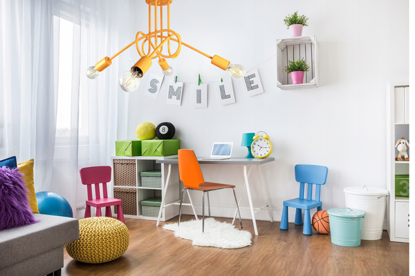 Lampa sufitowa do pokoju dziecka żółta Tęczowy Zawijas 4xE27 Led 