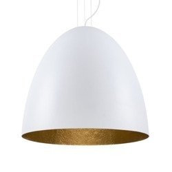 Lampa wisząca tuba nad stół EGG XL biały/złoty śr. 75cm