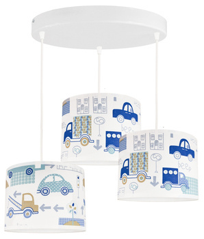 Lampa sufitowa do pokoju chłopca Autka niebieskie 1xE27