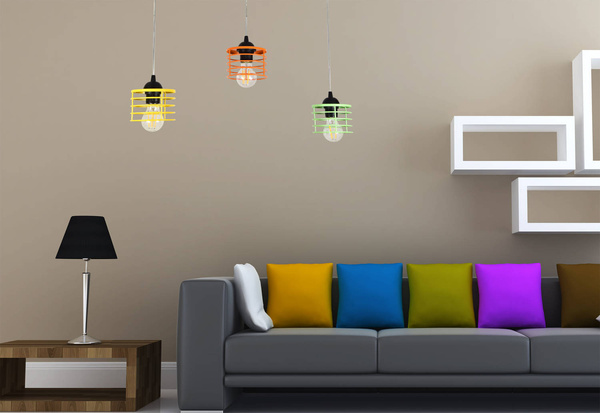 Lampa wisząca do pokoju dziecka kolorowa w stylu loft Linka Edison Koszyk 3