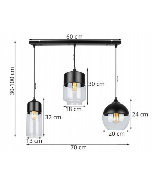 Nowoczesna Lampa Wisząca z Asymetrycznymi Szklanymi Kloszami
