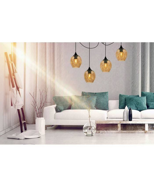 Lampa wisząca industrialna typu pająk szklane klosze 4xE27 Led 