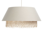 Lampa w stylu Boho podwójny abażur len i naturalny rattan kremowa 