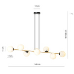 Nowoczesna lampa wisząca nad wyspę biało- złota GRAVITY 8 BL OPAL