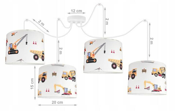 Lampa wisząca do pokoju chłopca Koparki 4 Pająk 