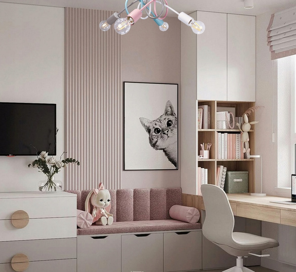 Lampa sufitowa do pokoju dziewczynki pastelowa Tęczowy Zawijas 4xE27 Led 