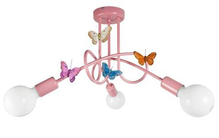Lampa sufitowa dla dziewczynki różowa 3-punktowa Tęczowy Zawijas 3xE27 Led