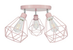 Lampa sufitowa do pokoju dziewczynki różowa - pastelowa w stylu loft druciak Carmen 3xE27