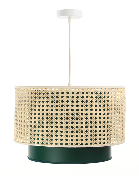 Lampa w stylu Boho  Rotang z naturalnego ratanu, zielona- średnica 40 cm 