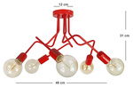 Lampa sufitowa do pokoju dziecięcego czerwona loft Luna 5