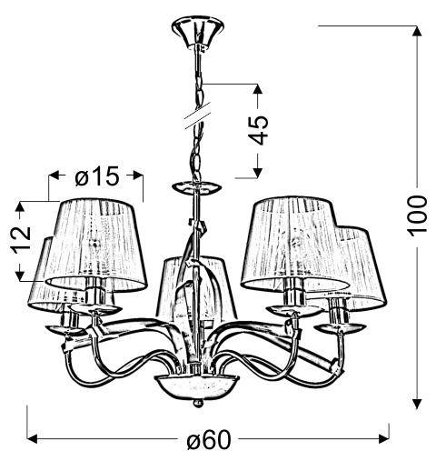 Lampa wisząca chrom / złota wstęga 5xE14 DIVA 35-55064