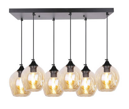Lampa wisząca szklana czarno/brązowa 6xE27 Aspa 36-00620