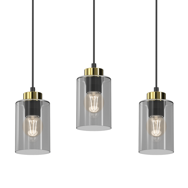 Lampa wisząca CHIC, MLP8384, czarny/złoty/dymiony, 3x60W E27