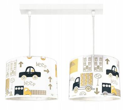 Lampa sufitowa do pokoju chłopca Autka żółte 2xE27 LED