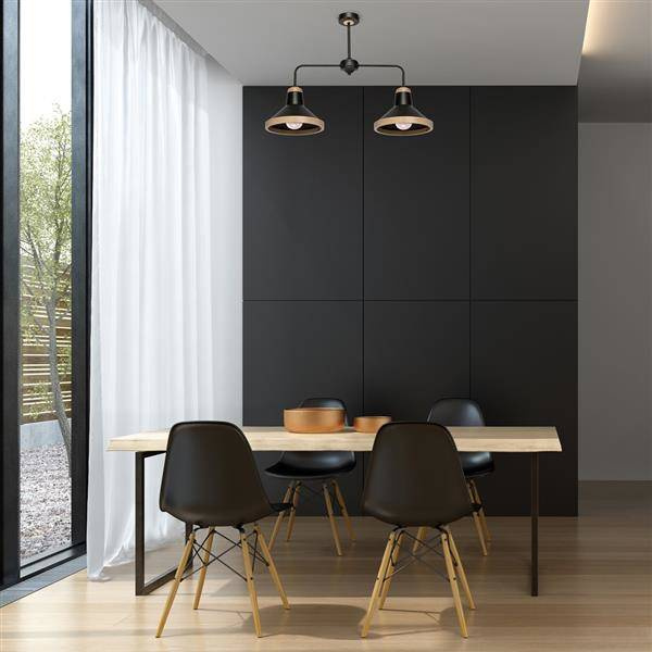 Lampa sufitowa SALMA BLACK / WOOD 2xE27 60W
