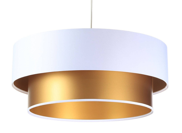 Lampa wisząca biało-złota podwójna walec średnica 60 cm