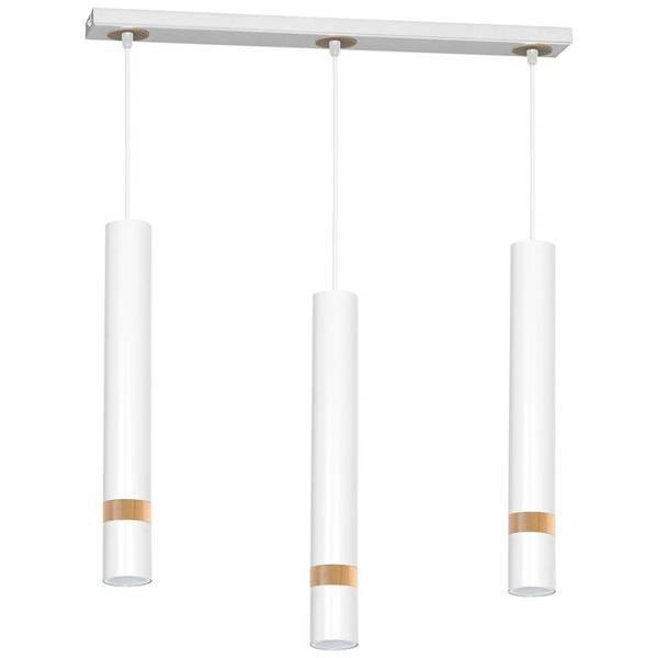 Lampa wisząca JOKER, MLP6302, biały/drewno, 3x8W GU10