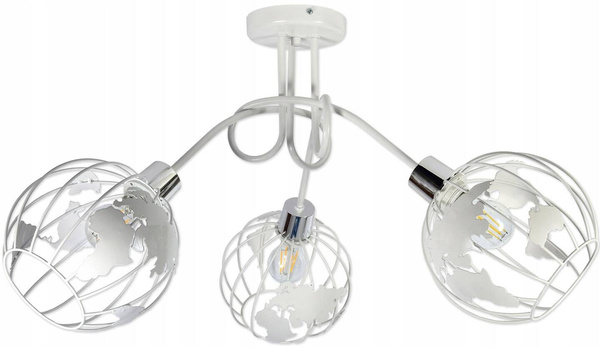 Lampa sufitowa do pokoju dziecięcego biała Zakręcony Globus 3xE27 Led