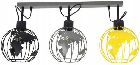 Lampa sufitowa do pokoju młodzieżowego w stylu loft Zakręcony Globus 3xE27 Led