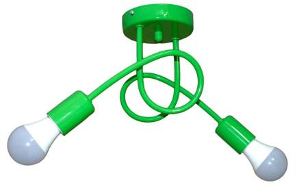 Lampa sufitowa do pokoju dziecięcego zielona nowoczesna Mondo 2xE27 Led