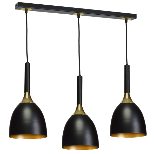 Nowoczesna lampa wisząca listwa CLARK BLACK/GOLD 3xE27 MLP6222