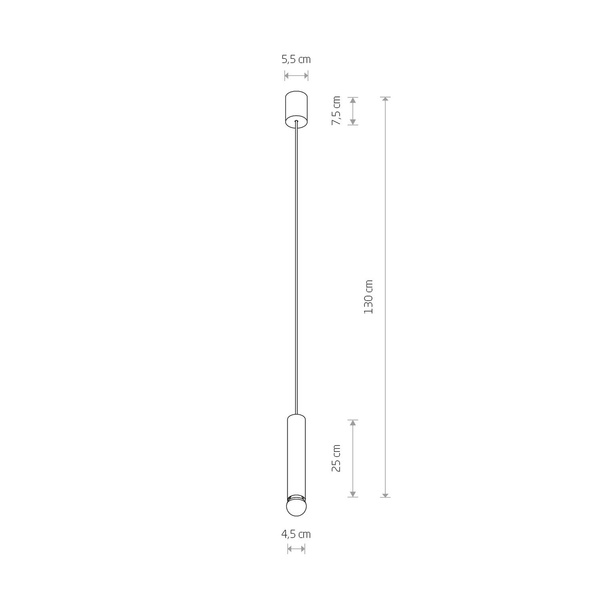 Nowoczesna lampa wisząca BATON SOLID BRASS M zwis wys. 130cm | mosiądz