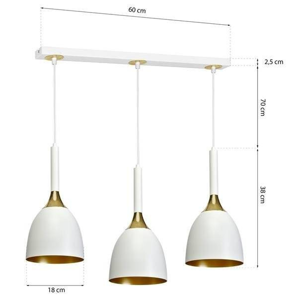 Lampa wisząca listwa CLARK WHITE/GOLD 3xE27 MLP6220