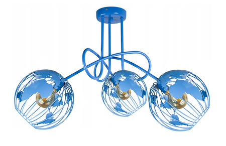 Lampa sufitowa do pokoju chłopca i dziewczynki niebieska Edison Globus 3xE27