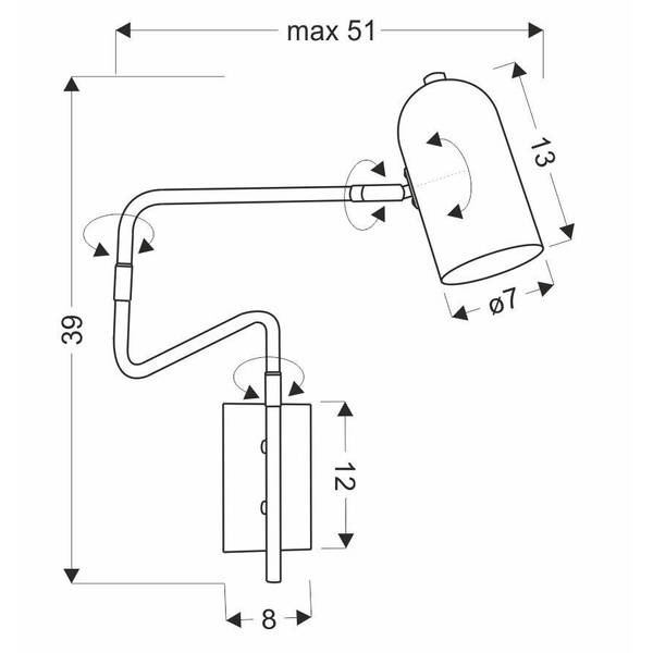 Kinkiet czarny lampa ścienna regulowana GU10 15W Hosti Candellux 21-75451