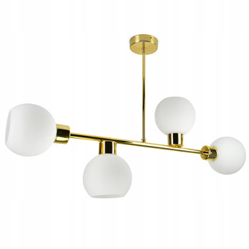 Lampa sufitowa biało-złota mleczne kule 4 źródła światła