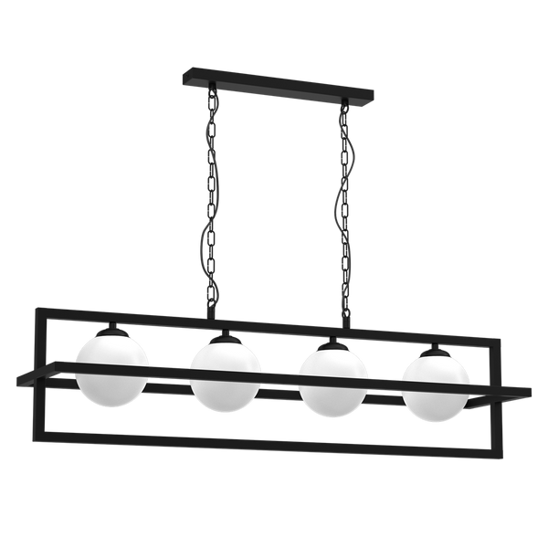 Lampa wisząca DIEGO, MLP8570, czarna z białymi kloszami, 4x40W E14