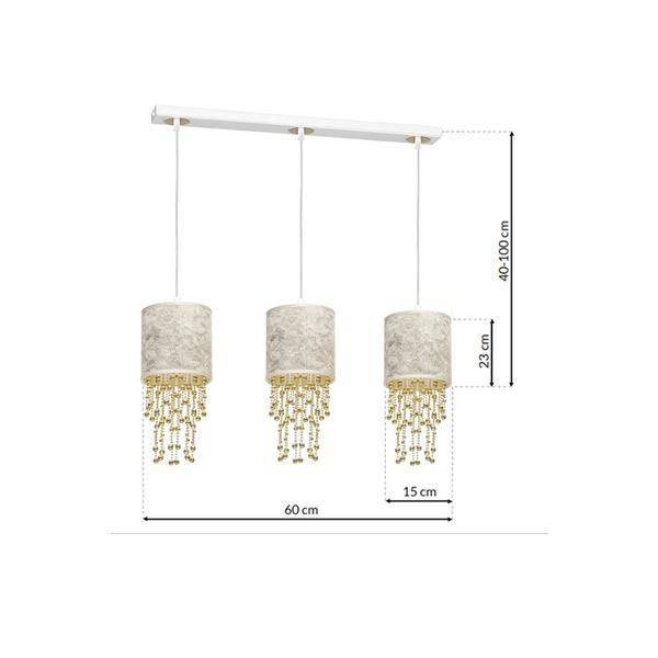 Nowoczesna lampa wisząca listwa ALMERIA WHITE/GOLD 3xE27 MLP6445